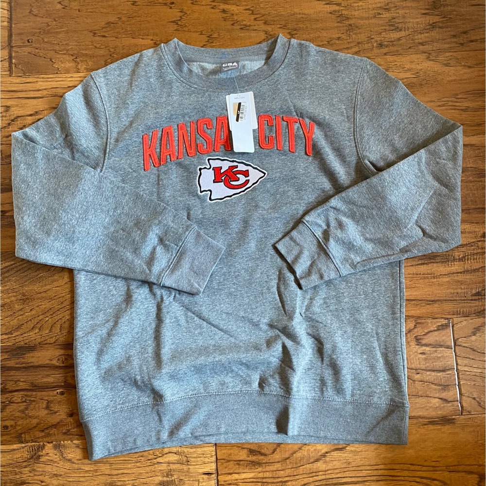 CSA NFL Kansas City Chiefs Sweatshirt Mens Large Gray Heather Crewneck NWT